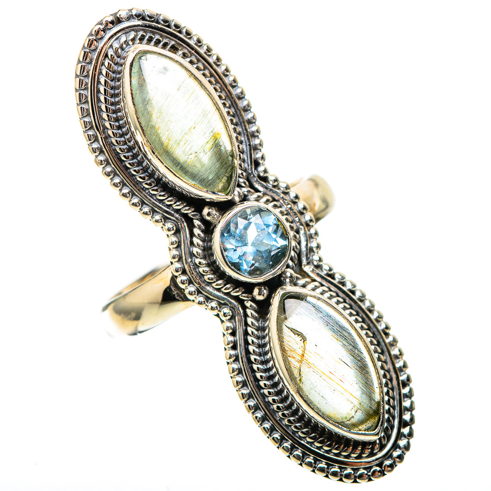 Large Natural Aquamarine, Blue Topaz Ring Size 7.25 (925 Sterling Silver) RING138037