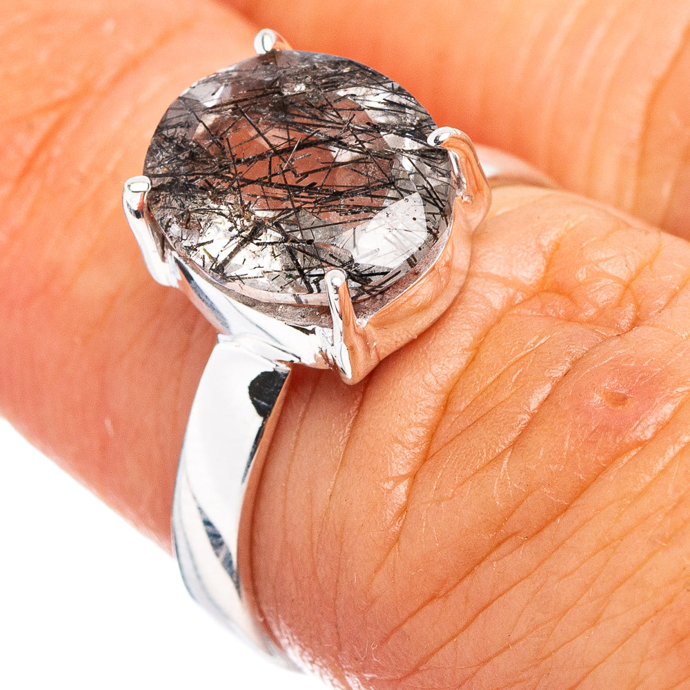 Tourmalinated Quartz Ring Size 6 (.925 Sterling Silver)