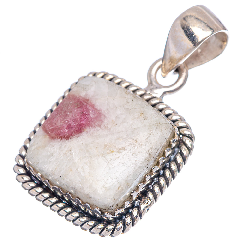 Pink Tourmaline In Quartz Pendant 1 1/8" (.925 Sterling Silver)