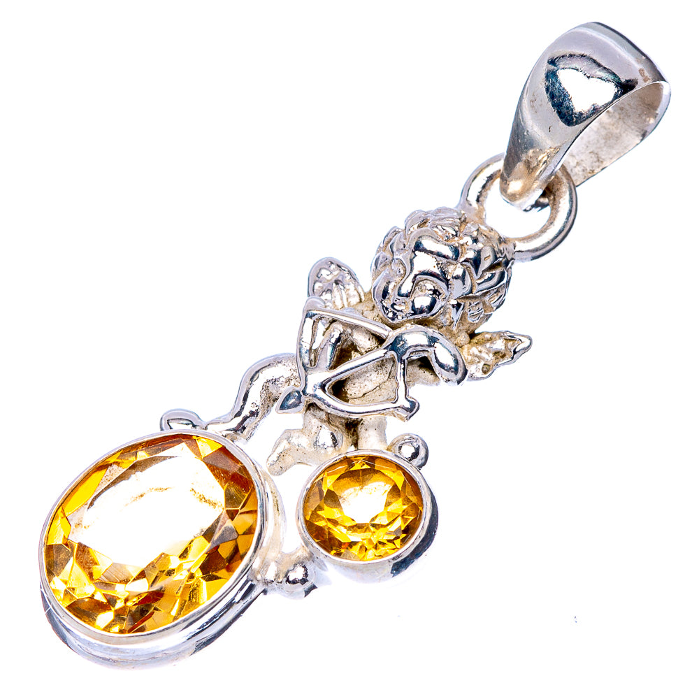 Faceted Citrine Angel Pendant 1 3/8" (925 Sterling Silver) P41086