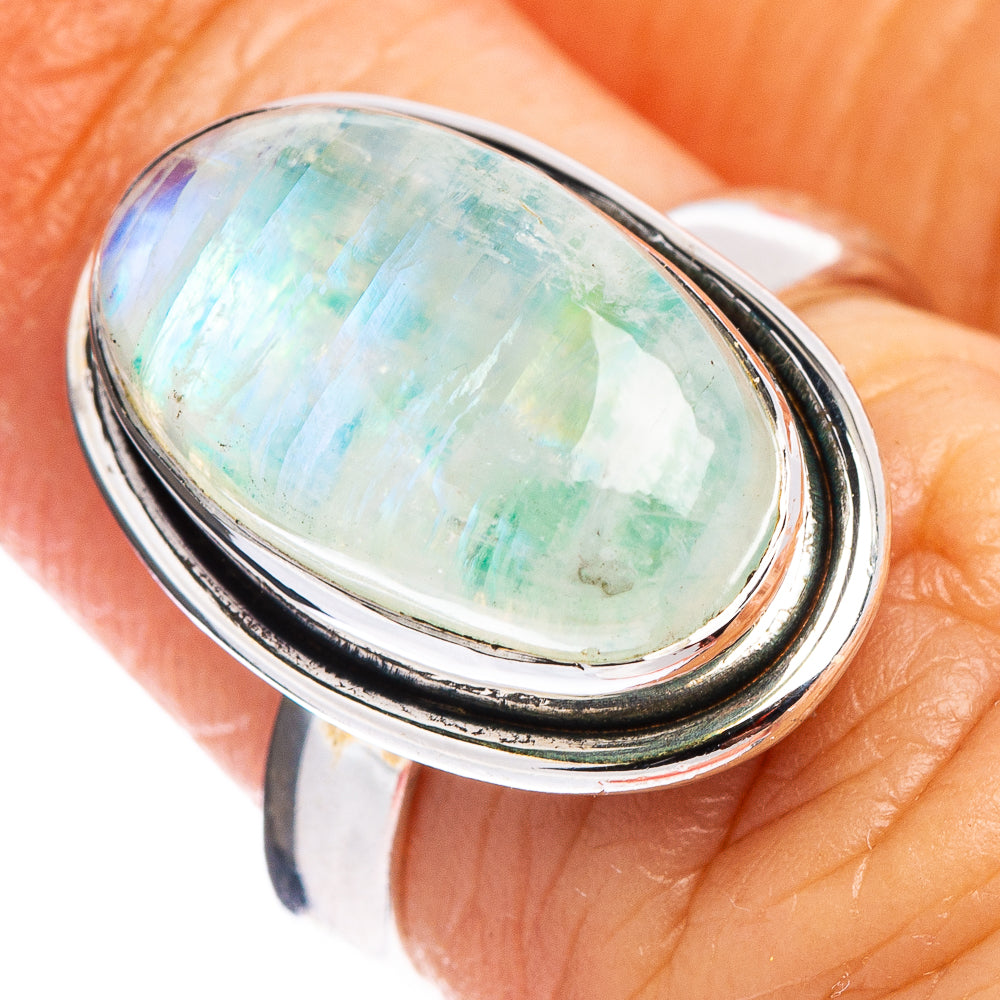 Green Moonstone Ring Size 6 (.925 Sterling Silver)