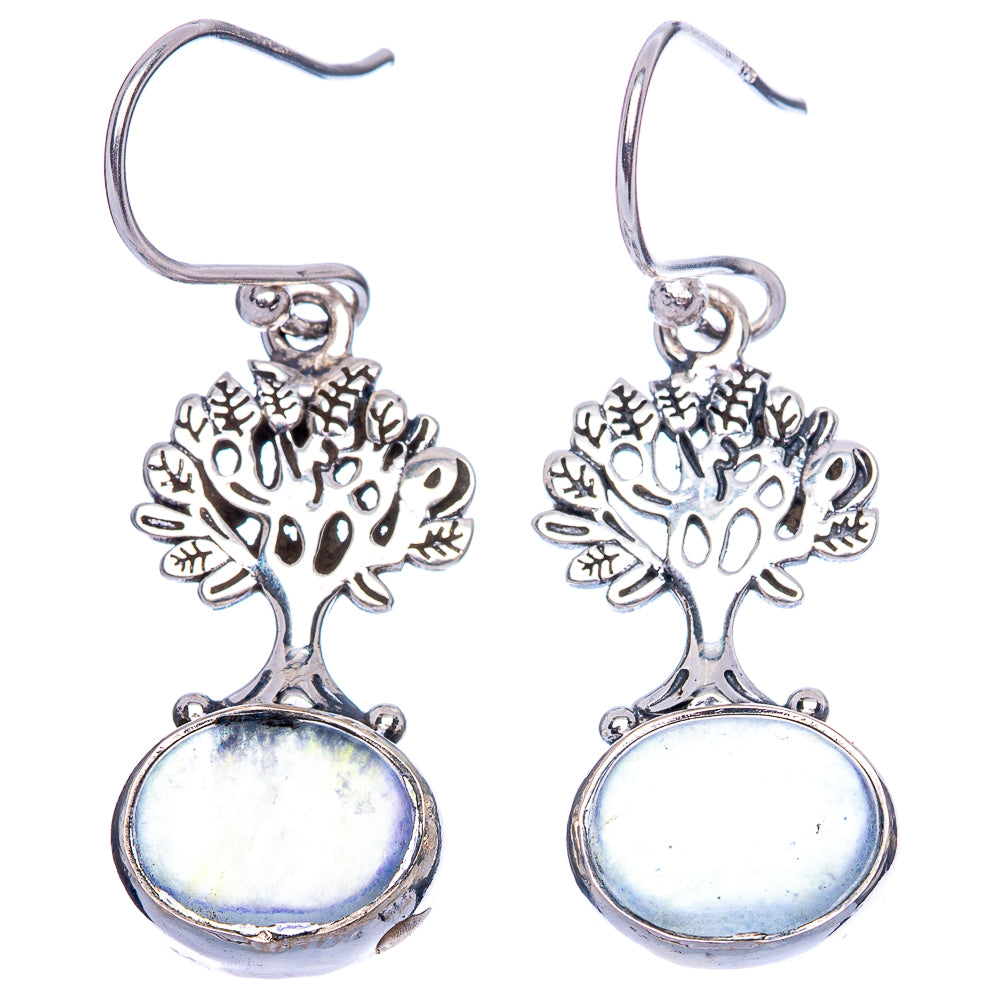 Aquamarine Tree Earrings 1 3/8" (925 Sterling Silver) E1388