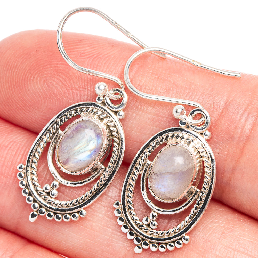 Rainbow Moonstone Earrings 1 3/8" (925 Sterling Silver) E433231