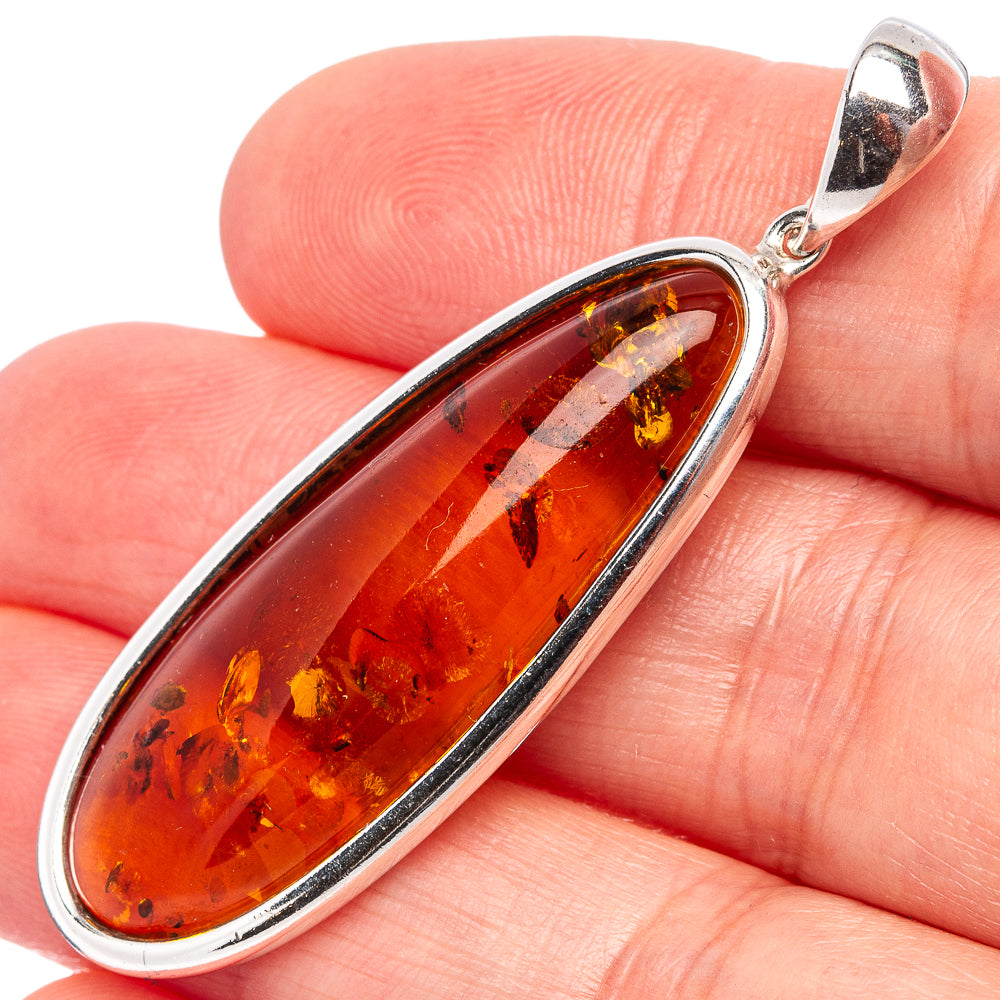 Baltic Amber Pendant 2" (.925 Sterling Silver)