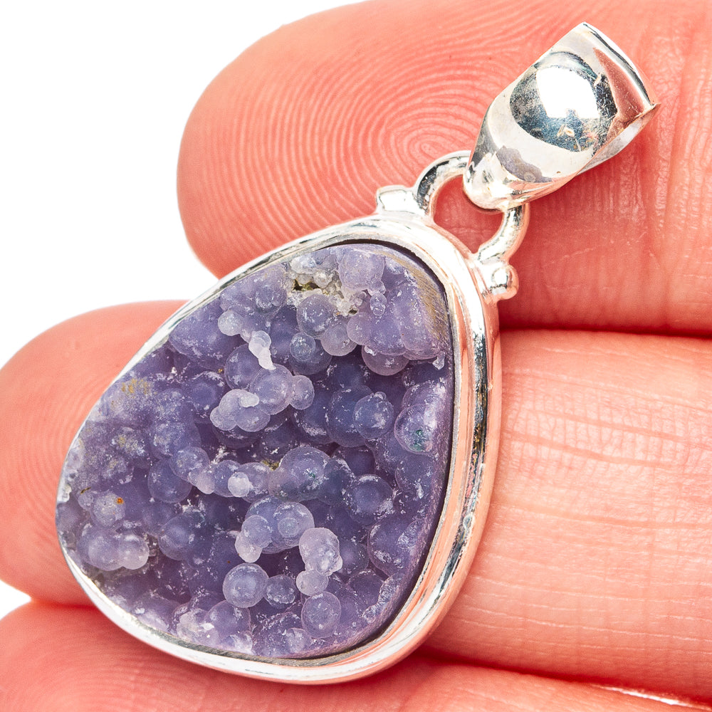 Grape Agate Pendant 1 3/8" (.925 Sterling Silver)