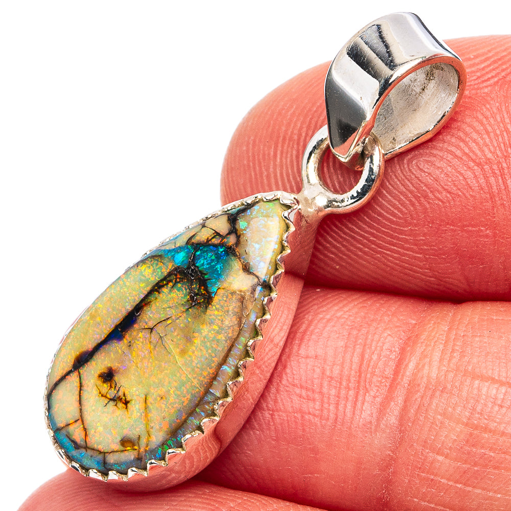 Rare Sterling Opal Pendant 1 3/8" (.925 Sterling Silver)