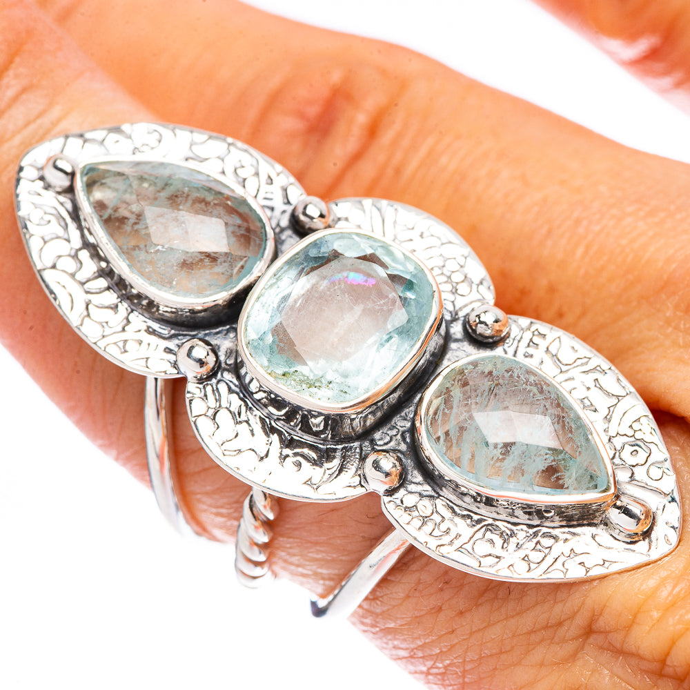 Signature Natural Aquamarine Ring Size 7.75 (925 Sterling Silver) R1770