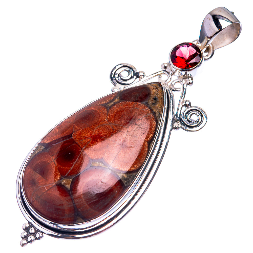 Poppy Jasper, Garnet Pendant 2 1/2" (925 Sterling Silver) P38868