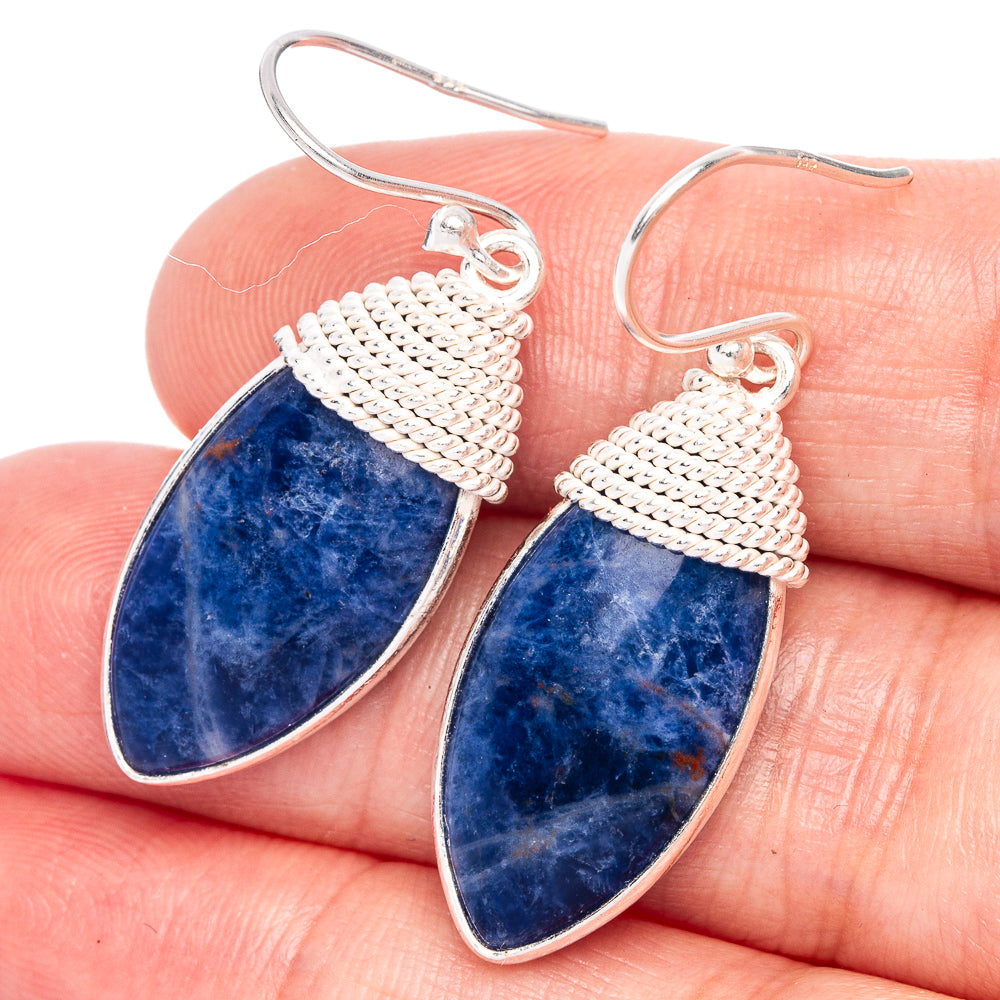 Sodalite Earrings 1 5/8" (925 Sterling Silver) E433256