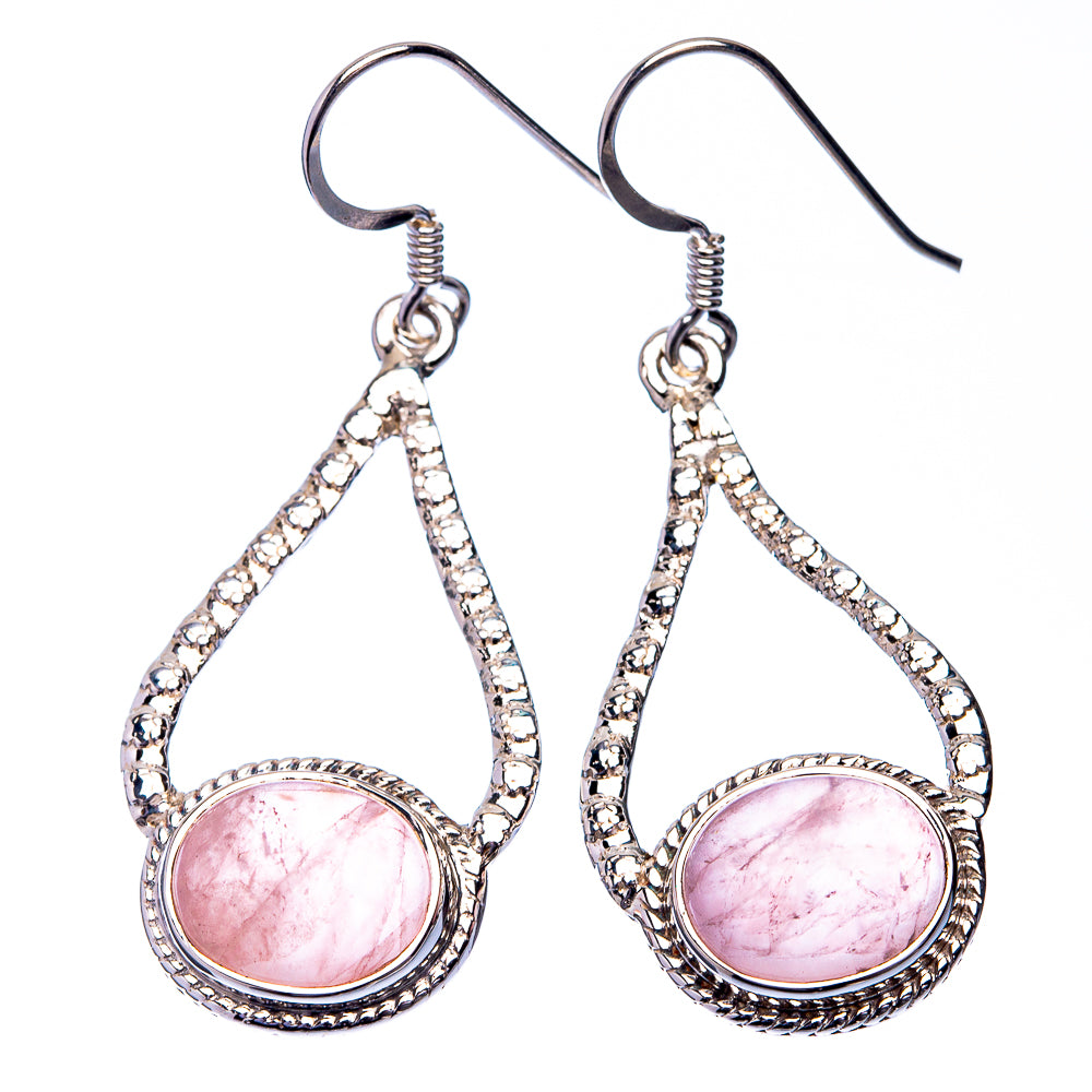 Premium Rose Quartz Earrings 1 3/4" (925 Sterling Silver) E432349