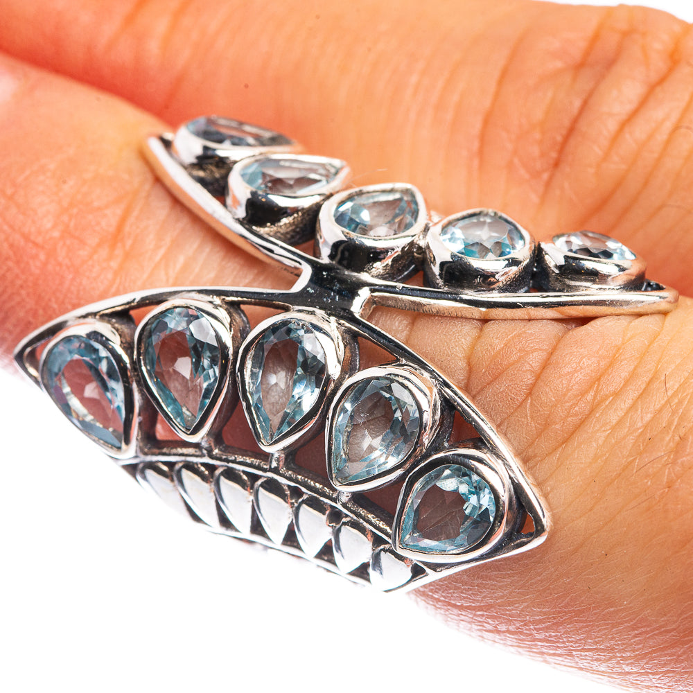 Large Blue Topaz Ring Size 5.5 (925 Sterling Silver) R144222