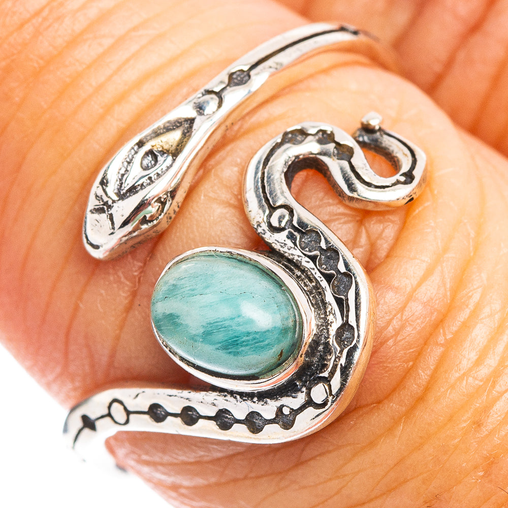 Amazonite Snake Dainty Ring Size 7 Adjustable (.925 Sterling Silver)