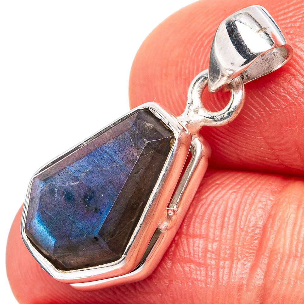 Faceted Labradorite Dainty Pendant 1" (.925 Sterling Silver)