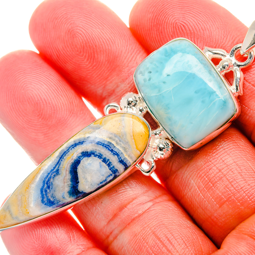 Blue Scheelite, Larimar Pendant 2 3/4" (925 Sterling Silver) PD38110