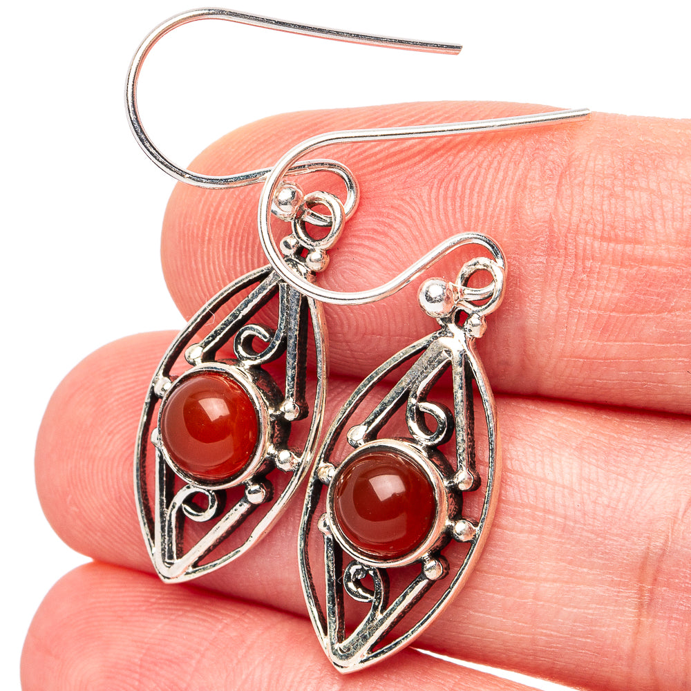 Carnelian Earrings 1 1/2" (925 Sterling Silver) E3025