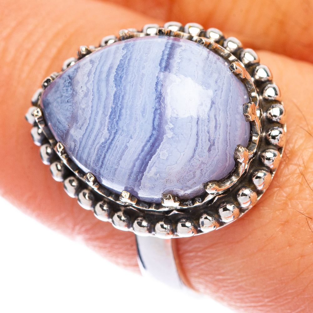 Blue Lace Agate Ring Size 8 (925 Sterling Silver) R144551