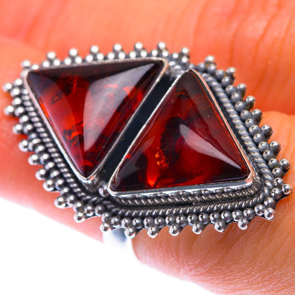 Large Baltic Amber Ring Size 6 (925 Sterling Silver) RING140027