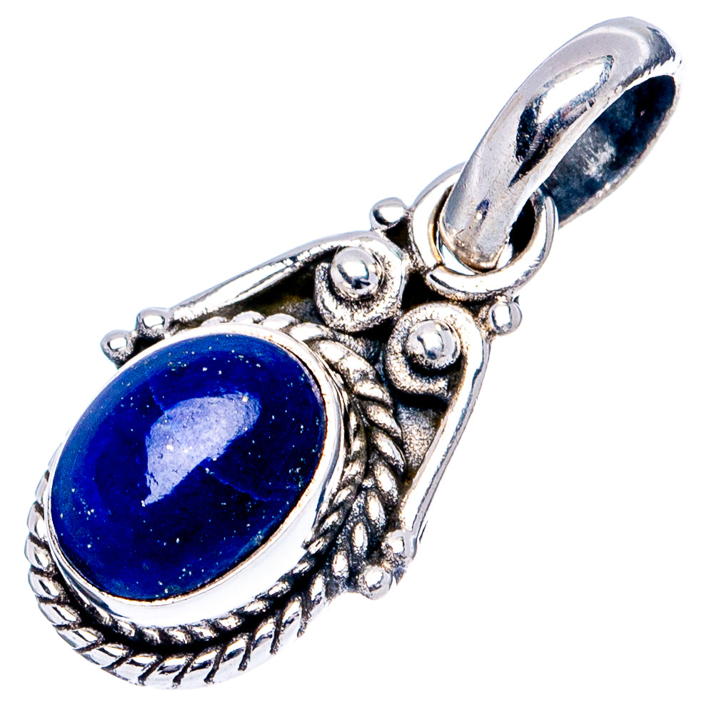 Lapis Lazuli Dainty Pendant 7/8" (.925 Sterling Silver)