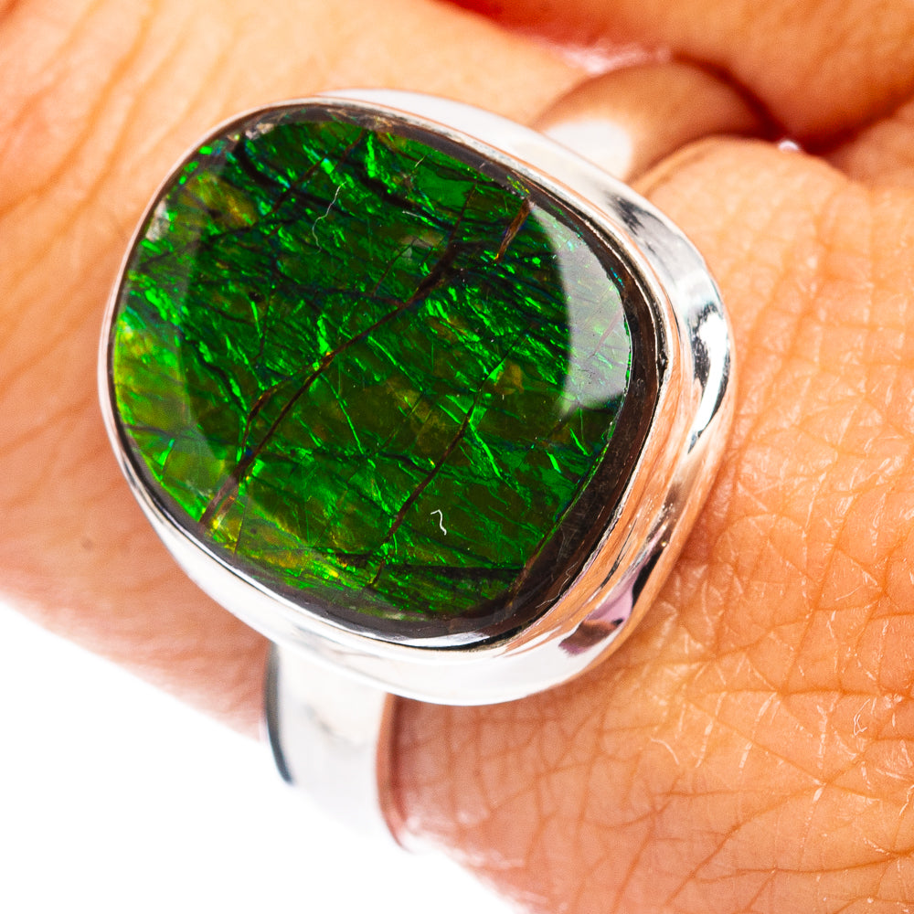 Premium Canadian Ammolite Ring Size 10 (.925 Sterling Silver)