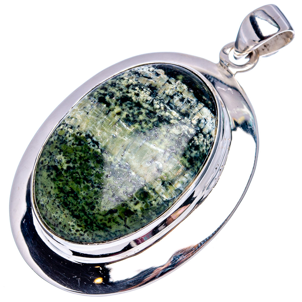 Premium Swiss Green Opal Pendant 1 7/8" (.925 Sterling Silver)