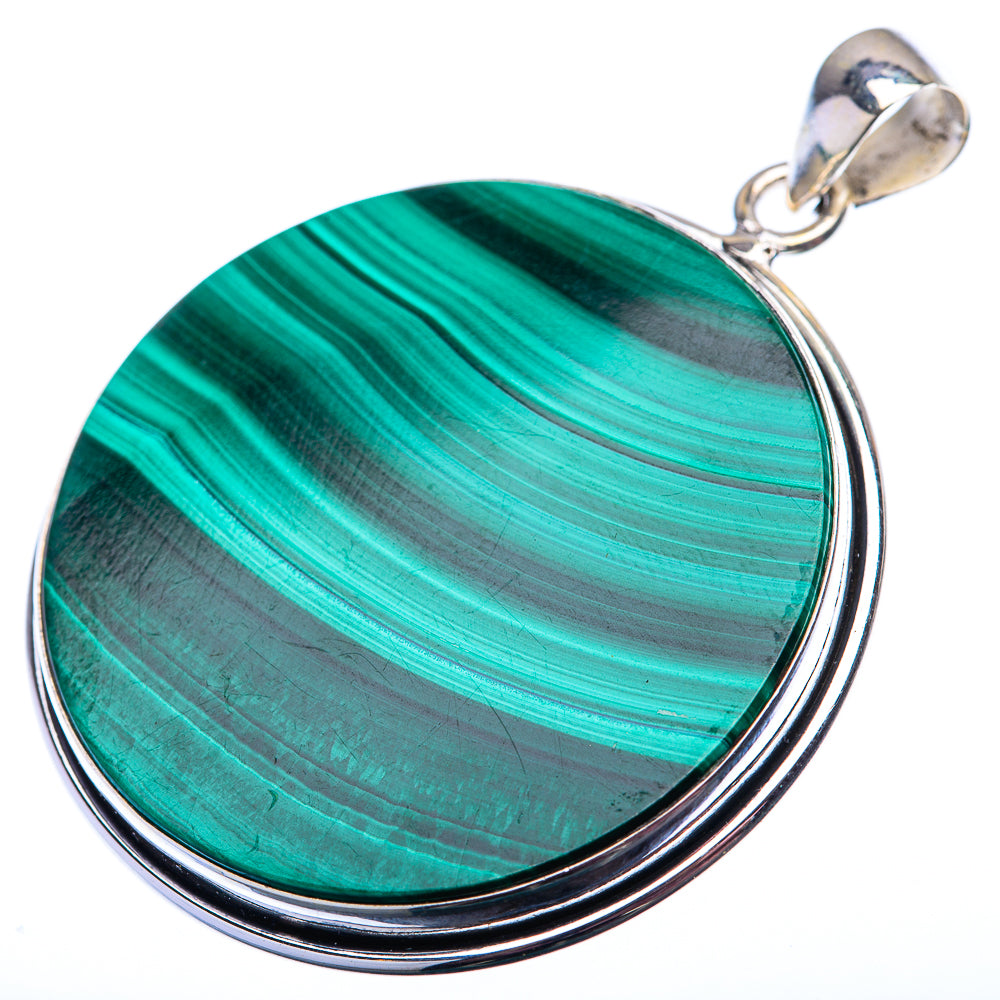 Malachite Coin Pendant 2" (925 Sterling Silver) PD38560