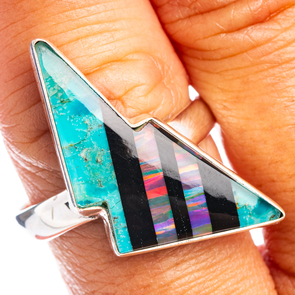 Premium Aura Opal Bolt Ring Size 9.75 (.925 Sterling Silver)