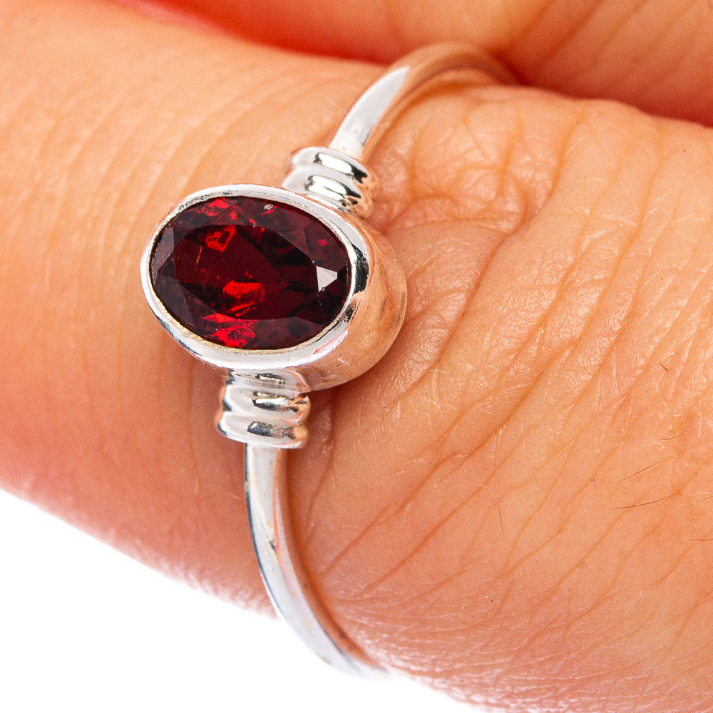 Garnet Dainty Ring Size 7.25 (925 Sterling Silver) R145627