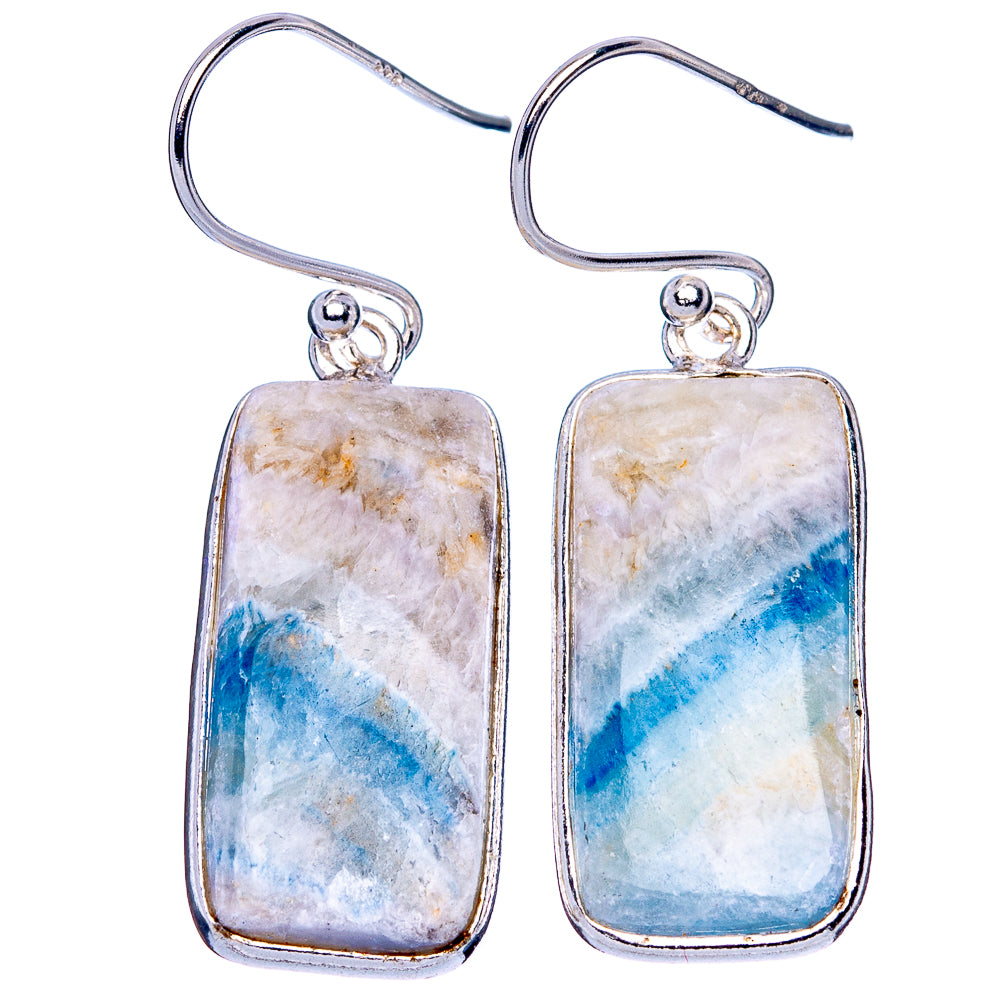 Blue Scheelite Earrings 1 1/2" (925 Sterling Silver) E1920