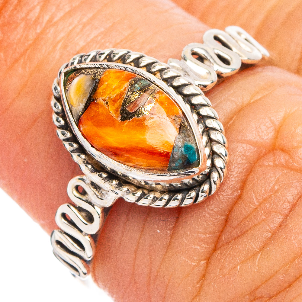 Dainty Spiny Oyster Turquoise Ring Size 6.75 (.925 Sterling Silver)