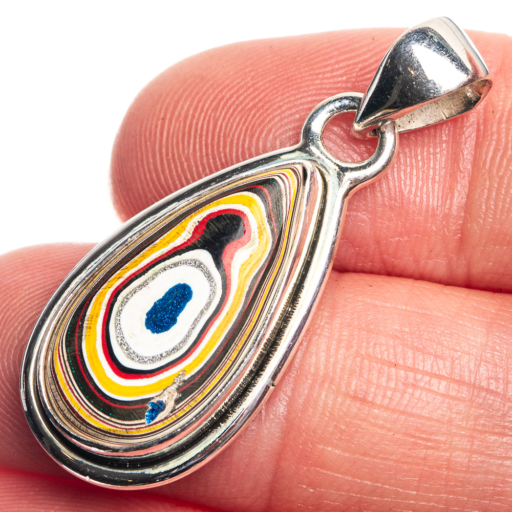 Fordite Pendant 1 3/8" (925 Sterling Silver) P39747