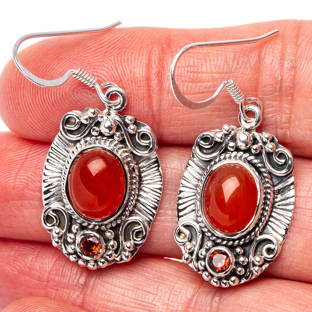 Premium Carnelian Earrings 1 1/2" (.925 Sterling Silver)