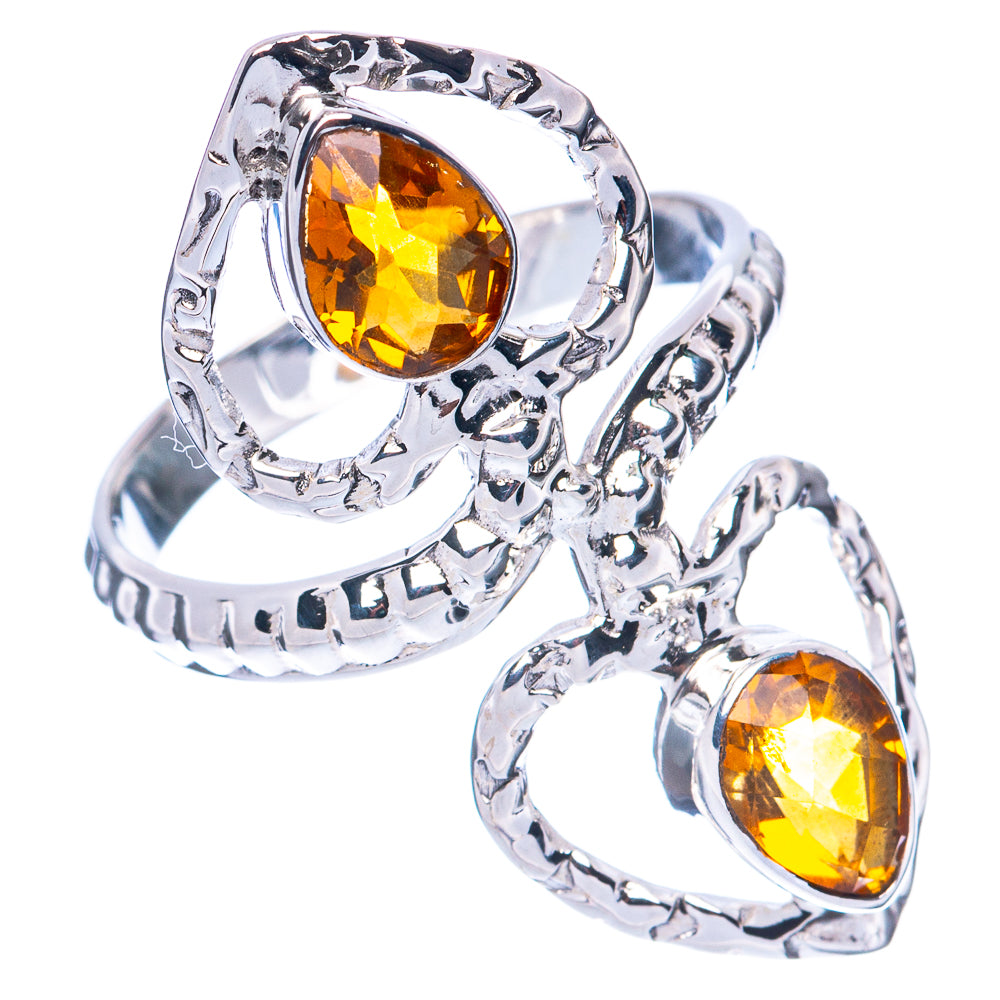 Premium Faceted Citrine Heart Ring Size 7 (925 Sterling Silver) R2648