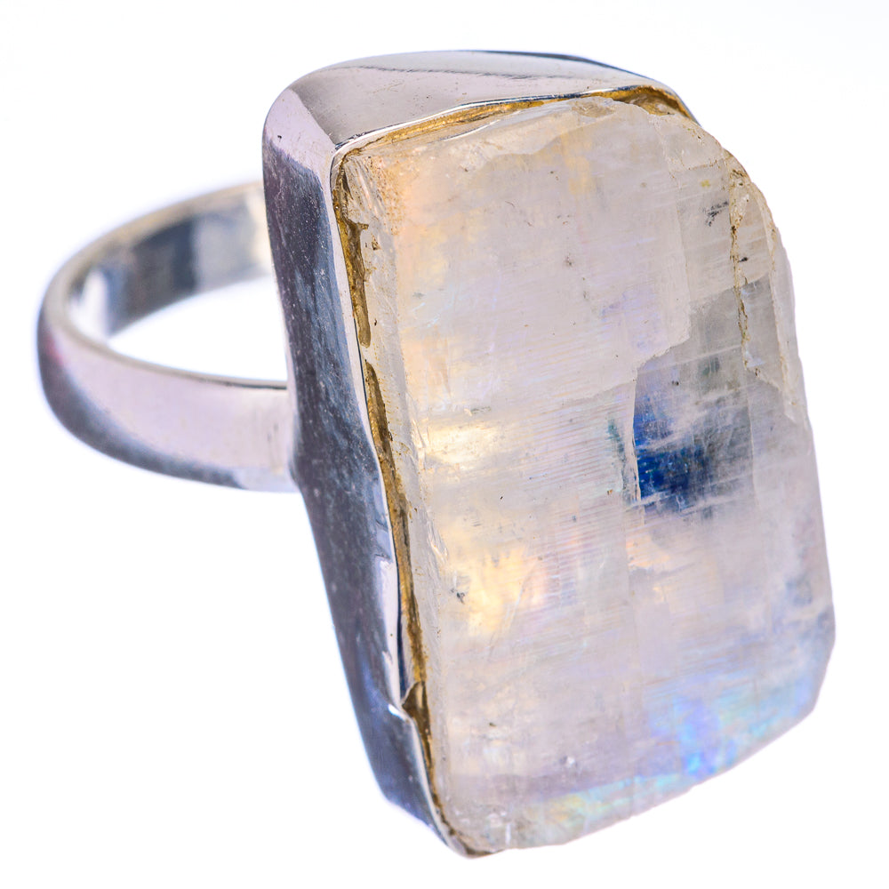 Raw Rainbow Moonstone Ring Size 7.75 (925 Sterling Silver) R142634