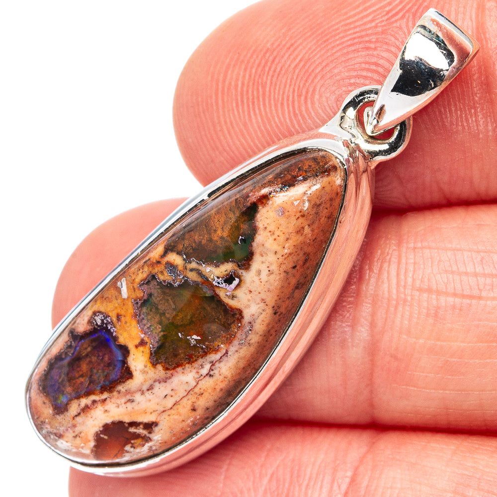 Rare Mexican Fire Opal Pendant 1 5/8" (.925 Sterling Silver)