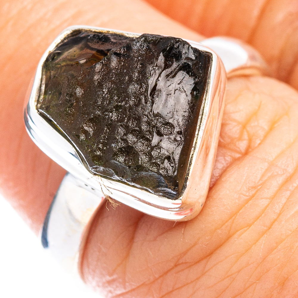 Rare Czech Moldavite Ring Size 7 (.925 Sterling Silver)