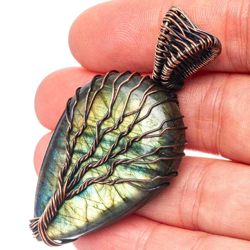 Labradorite Tree of Life Pendant 2 1/4" (Oxidized Copper)