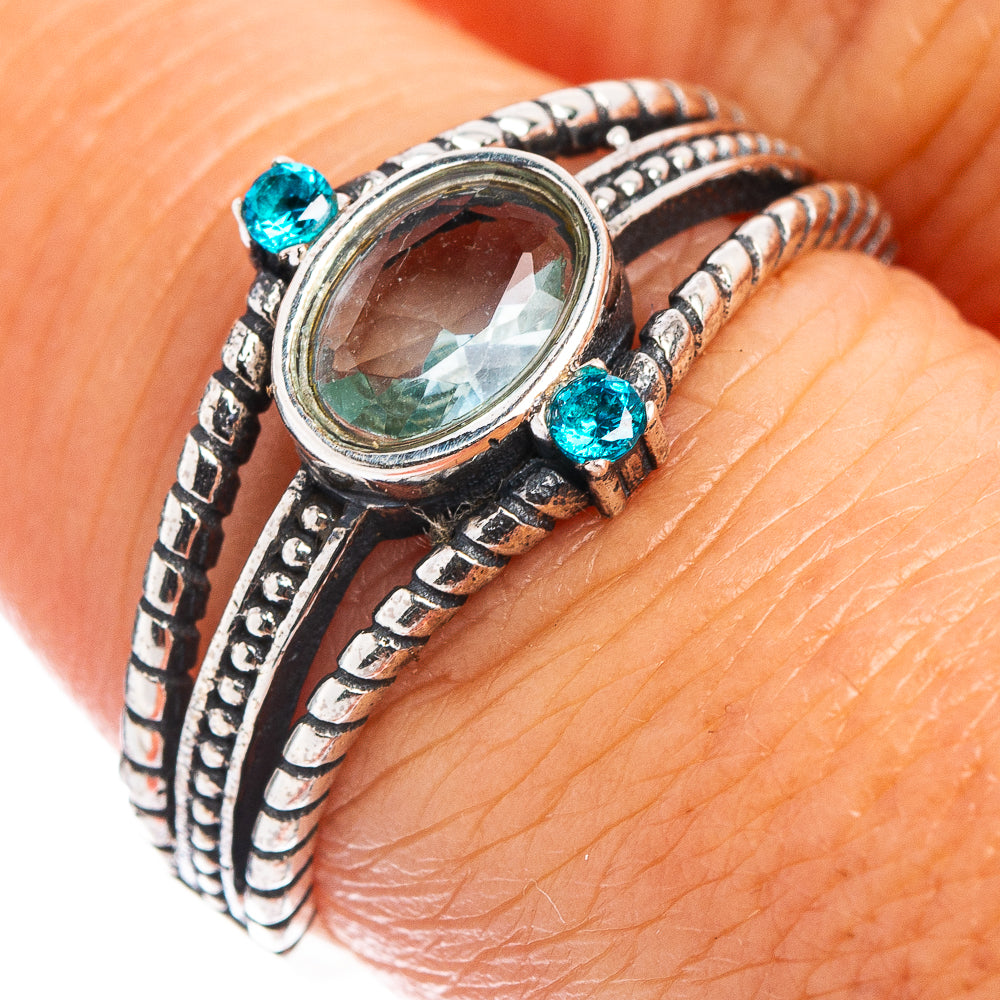 Blue Topaz Dainty Ring Size 7.75 (.925 Sterling Silver)