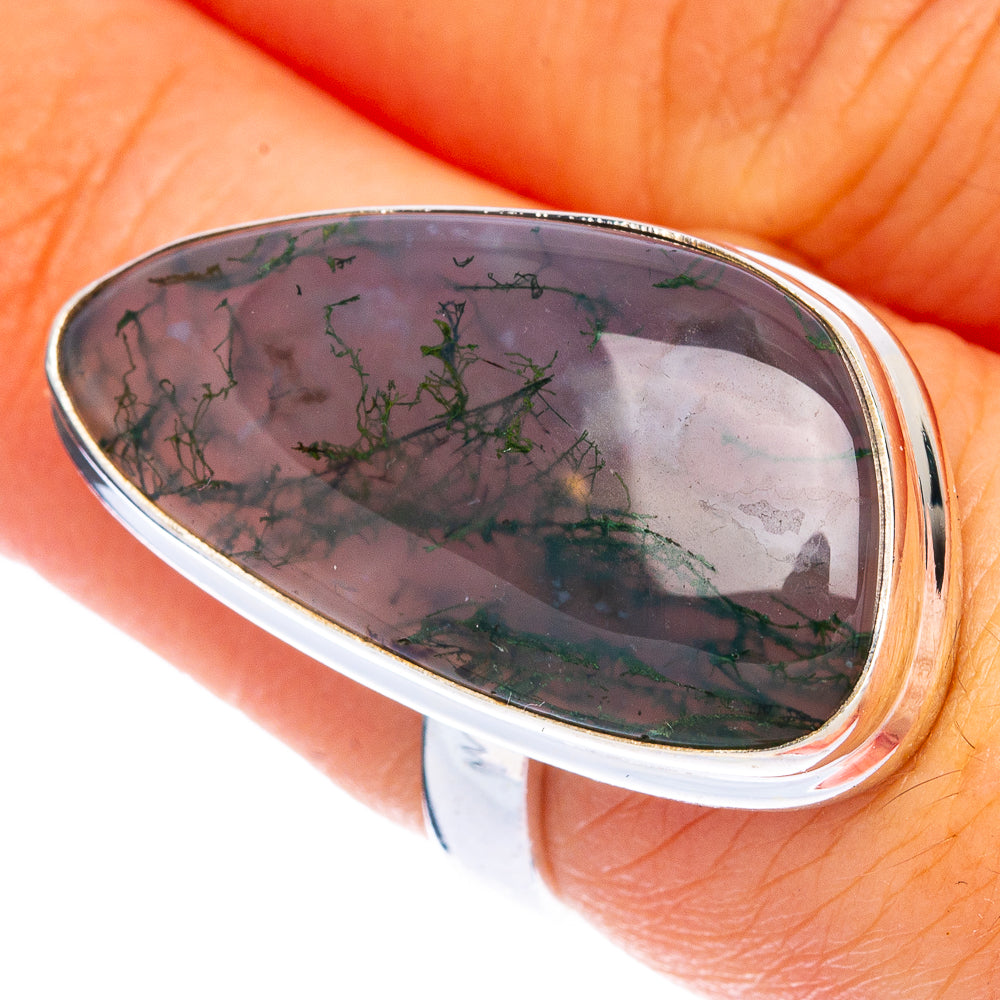 Green Moss Agate Ring Size 7 (925 Sterling Silver) R144421