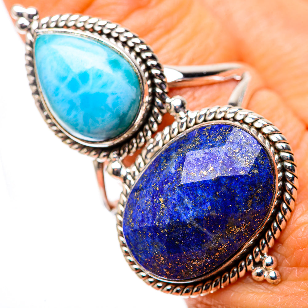 Large Lapis Lazuli, Larimar 925 Sterling Silver Ring Size 10 (925 Sterling Silver) RING139498