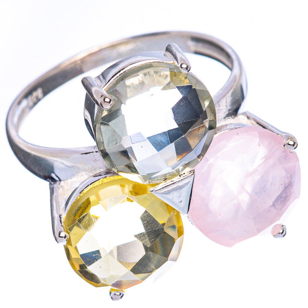 Citrine, White Quartz, Rose Quartz Ring Size 9 (925 Sterling Silver) R2403