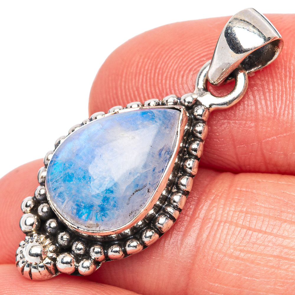 Rainbow Moonstone Pendant 1 1/4" (925 Sterling Silver) P42479
