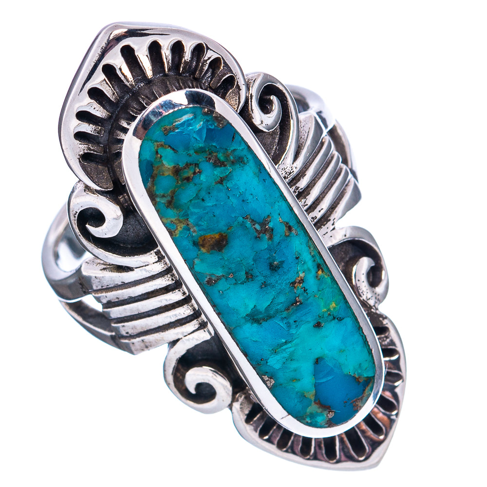 Native Style Mohave Turquoise Ring Size 7.5 (.925 Sterling Silver)