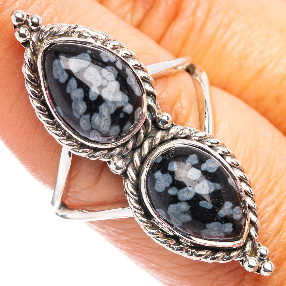 Premium Snowflake Obsidian Ring Size 7.75 (.925 Sterling Silver)