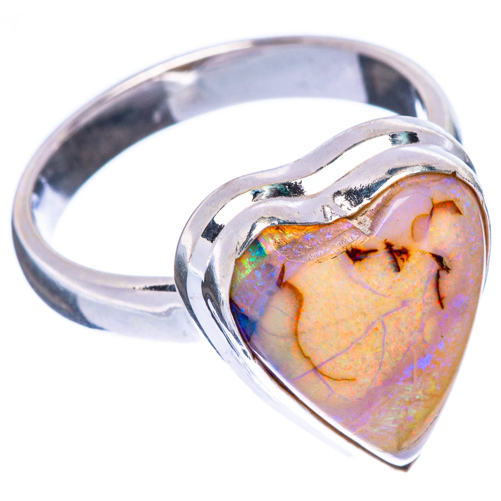 Rare Sterling Opal Heart Ring Size 7.25 (925 Sterling Silver) R2241