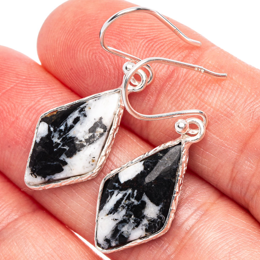 Zebra Jasper Earrings 1 3/8" (925 Sterling Silver) E1893