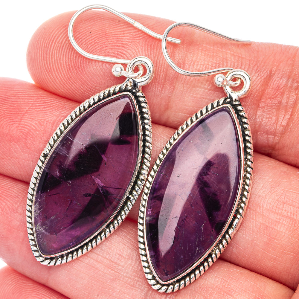 Star Amethyst Earrings 1 7/8" (925 Sterling Silver) E433049