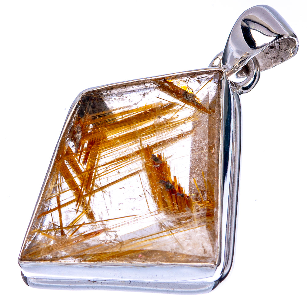 Half Star Rutile Pendant 1 1/2" (925 Sterling Silver) P41287