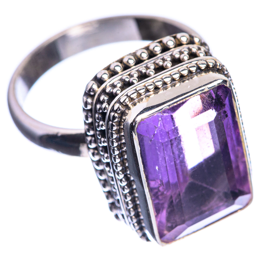 Faceted Amethyst 925 Sterling Silver Ring Size 7