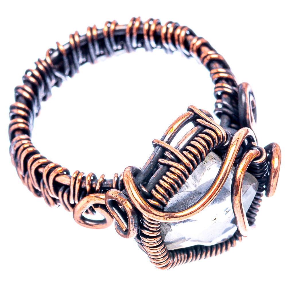 White Quartz Wire Wrap Ring Size 6.5 (Oxidized Copper)
