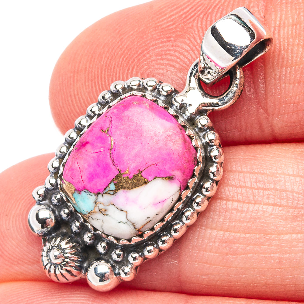 Cotton Candy Turquoise Pendant 1 1/4" (.925 Sterling Silver)